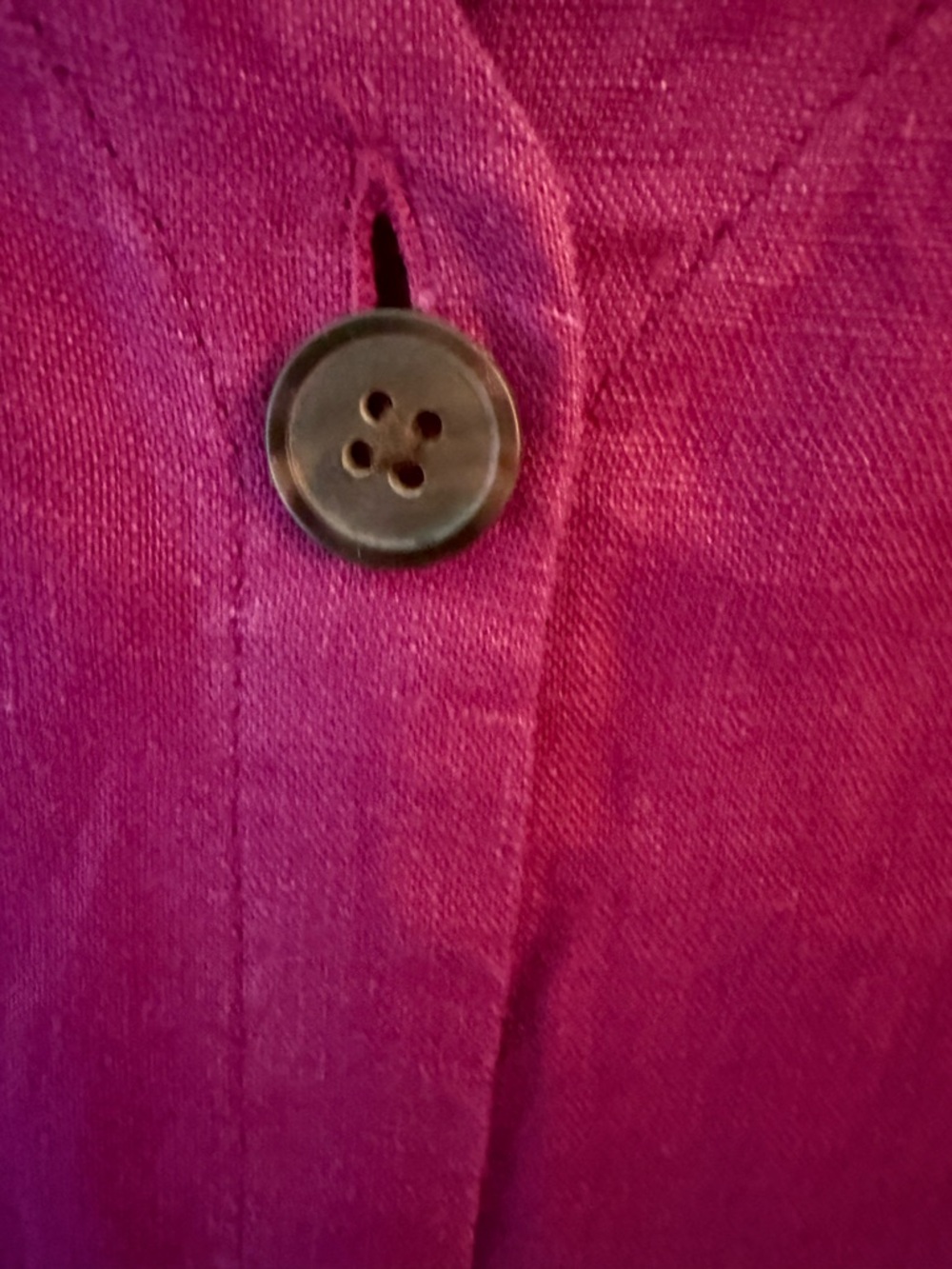 4X Sleeveless Button-Front Linen Dress in Deep Magenta - Picture 3 of 5